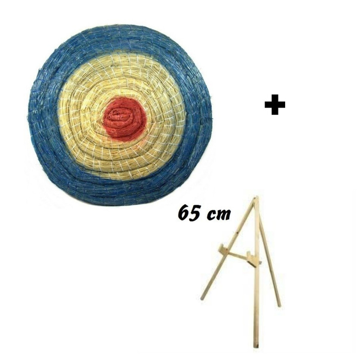 Cel luczniczy tarcza słomiana malowana 65 cm + Stojak