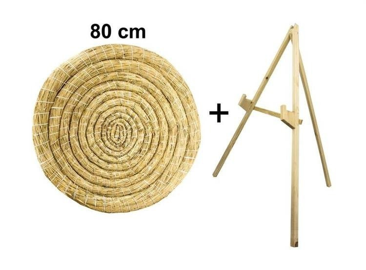 Round Coiled Straw Target 80cm with wooden stand